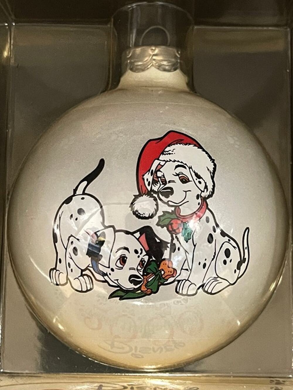 Disney 101 Dalmatians 2000 Christmas Ball Ornament Santa Puppies Boxed NWT